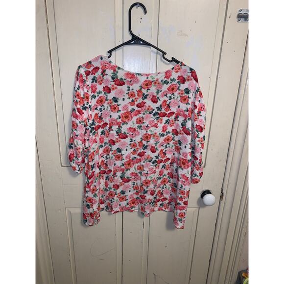 Old Navy Floral Short Sleeve Top - Pink and Red - Picture 4 of 4
